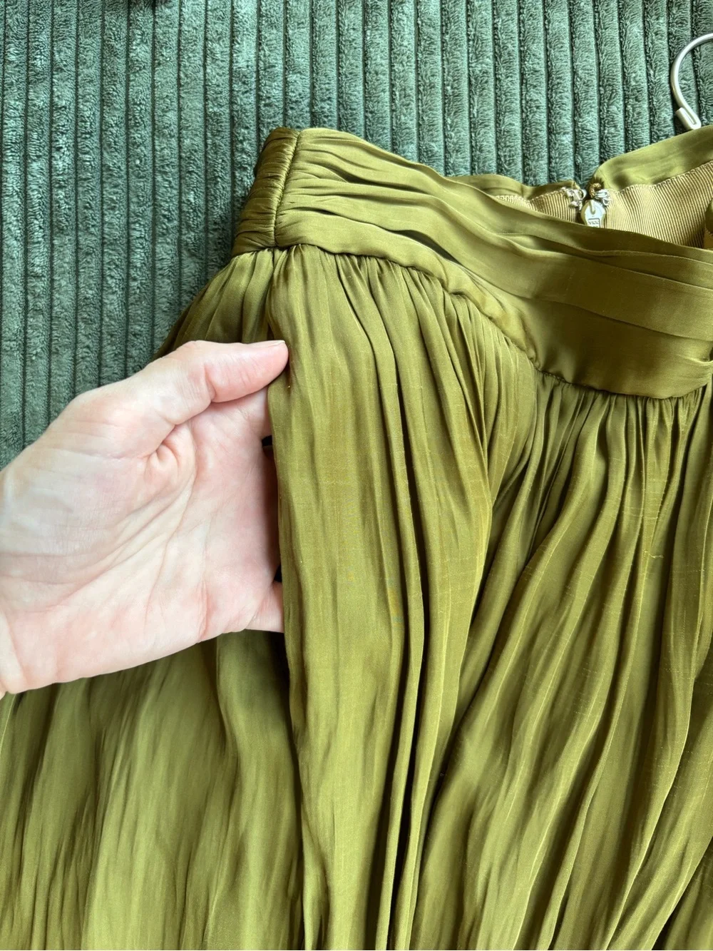 Point Sur for J. Crew Olive Green(ish) Pleated Maxi Skirt
